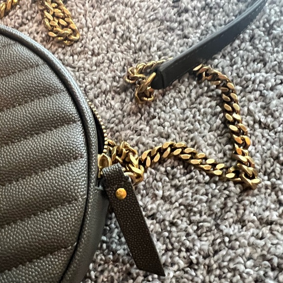 SOLD! Saint Laurent Vinyle Round Camera Bag in Dark Gray - Picture 3 of 6